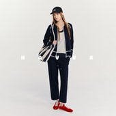 HAVVA撞色卫衣开衫 Z9604 2026春季 外套直筒长裤 两件套易搭女士套装