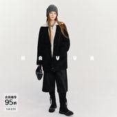 HAVVA仿生皮草V领外套加厚保暖舒适女士开衫 上衣2025冬季 4081