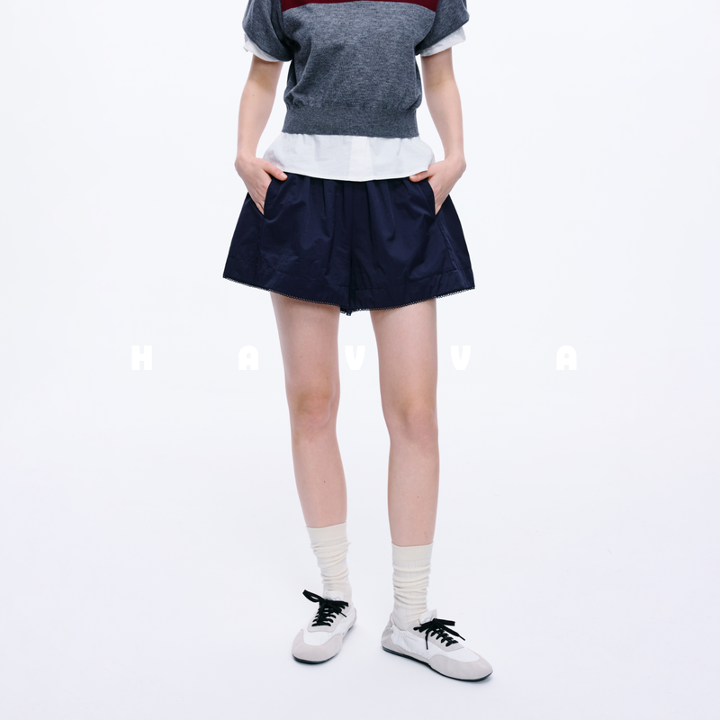 HAVVA松紧腰A字阔腿短裤宽松褶皱遮胯女士裙裤2026春夏KD3-6026,女装/女士精品,短裤,淘宝优惠券,粉丝福利购,淘宝优惠卷