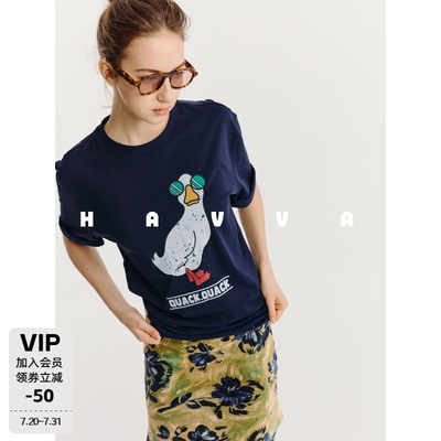HAVVA宽松卡通印花短袖T恤