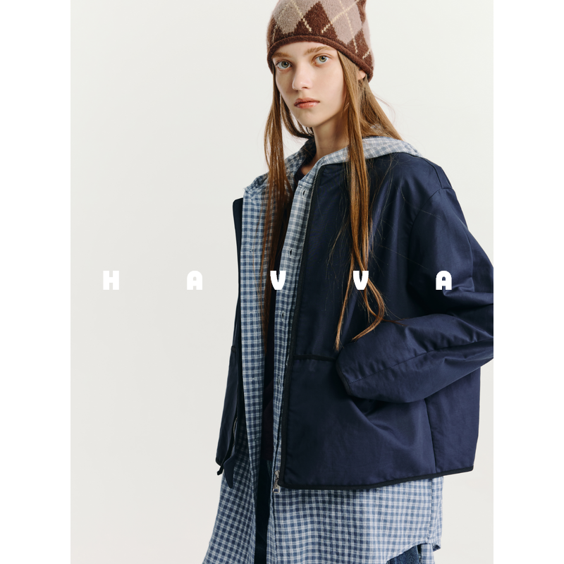 HAVVA设计感宽松圆领夹克外套短款好穿搭女士上衣2026年春W3-4231,女装/女士精品,短外套,淘宝优惠券,粉丝福利购,淘宝优惠卷