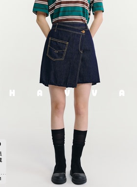 HAVVA设计感A字牛仔半身裙短款小众显腿长女士裙裤2026夏S3-1772