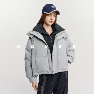 HAVVA短款连帽羽绒服蓬松高充绒量保暖舒适女外套2025冬季Y3-2499