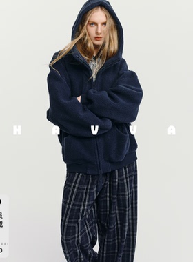 HAVVA毛绒质感连帽宽松版型外套柔软舒适女士上衣2025冬季W3-4091