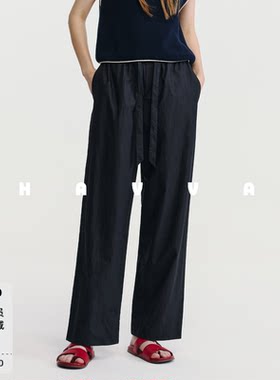 HAVVA抽绳设计松紧腰直筒休闲裤修饰腿型女裤子2026夏季KX3-5396