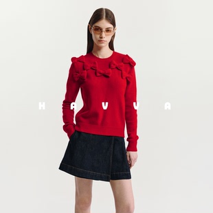 2677 舒适毛衣女士针织上衣2025秋冬M3 HAVVA 红运好运新年系列