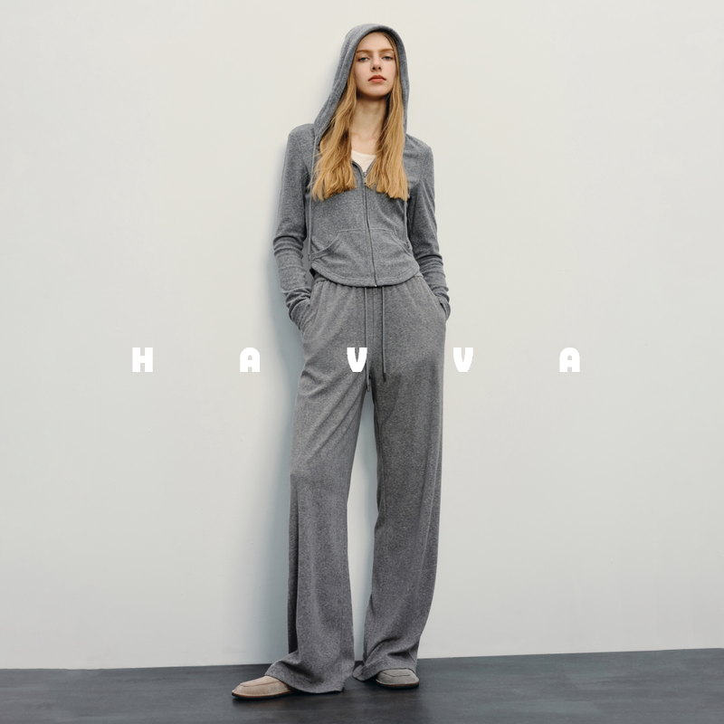 HAVVA修身卫衣卫裤显瘦运动休闲套装女士两件套2026春季Z3-20100