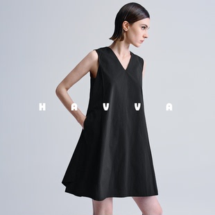 HAVVA高级感无袖 2052 背心A字连衣裙宽松舒适女士裙子2025夏Q3