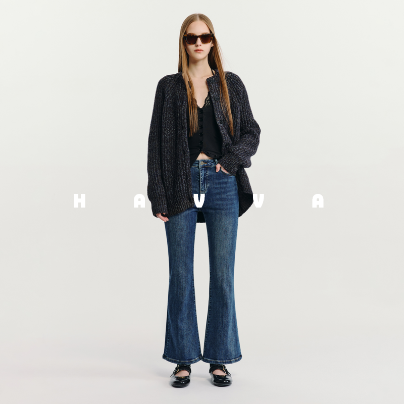 HAVVA高腰微喇牛仔裤遮肉显瘦显高易搭配女士裤子2026春KN3-5771,女装/女士精品,牛仔裤,淘宝优惠券,粉丝福利购,淘宝优惠卷