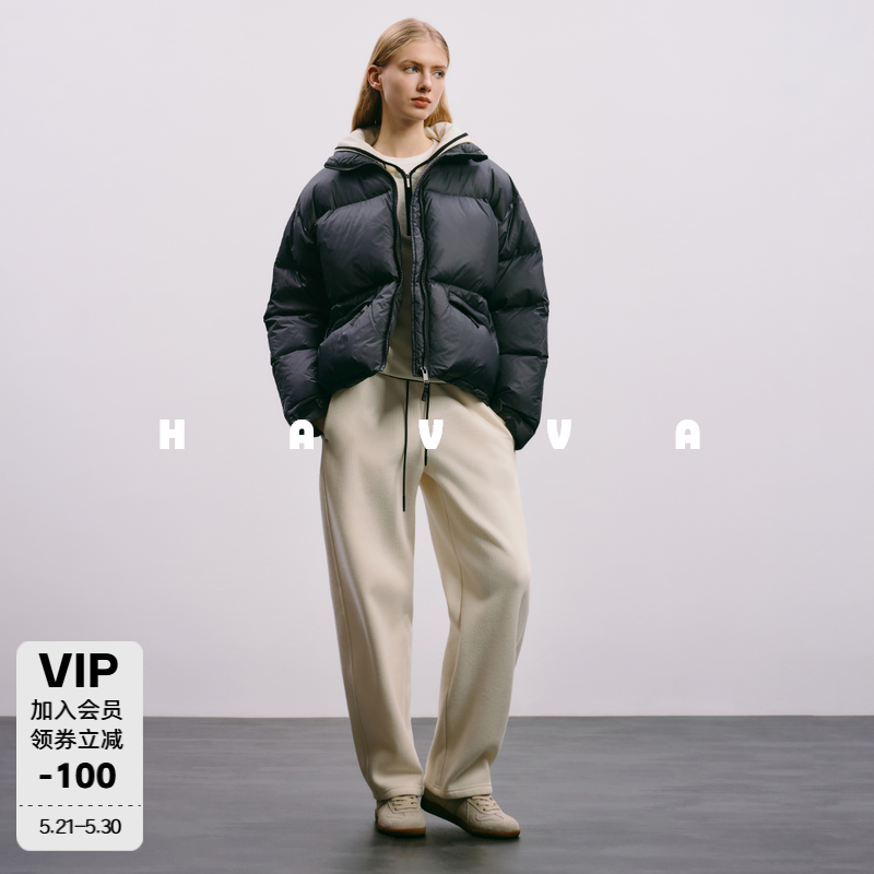 HAVVA短款面包服高充绒量加厚羽绒服保暖女士外套2025冬Y88612