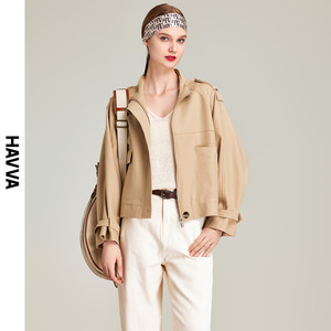 HAVVA2024春季新款宽松外套设计感小众女气质短款休闲上衣W1481
