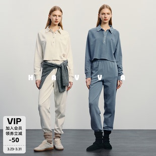 2026春Z3 HAVVA短款 两件套女士套装 松紧腰休闲裤 0216 Polo领卫衣