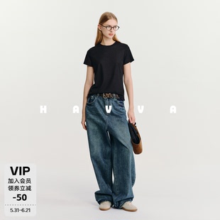 HAVVA极简轻薄透气微透肌理短袖T恤CleanFit女上衣2026夏T3-6869