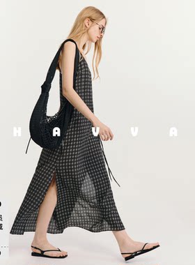 HAVVA度假风抽绳收腰吊带长裙