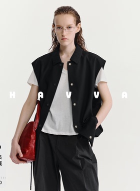 HAVVA英伦hybrid工装翻领马甲宽松剪裁帅气显利落2026春季J3-4315