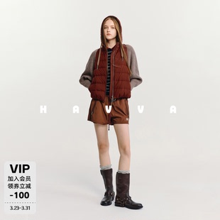 HAVVA连帽抽绳设计羽绒服针织拼接宽松保暖女外套202春季 2525