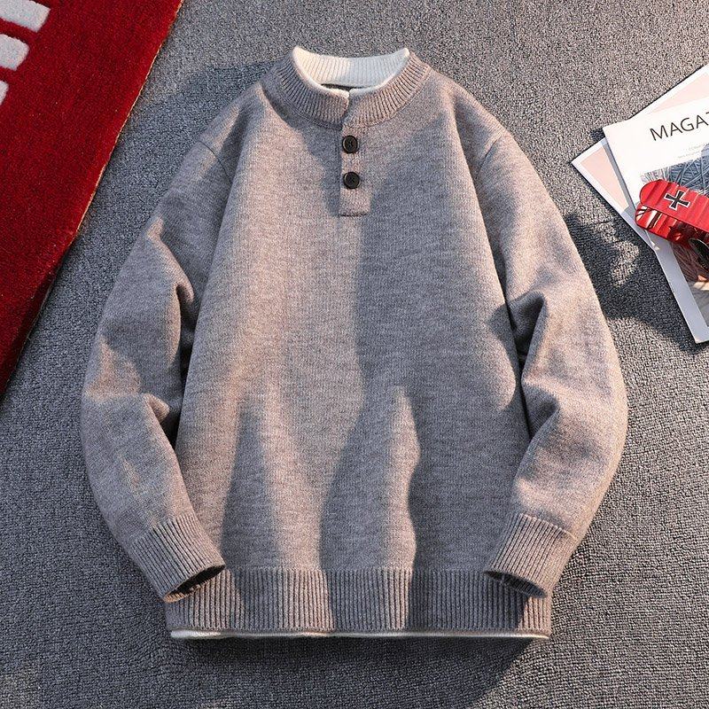 针织衫毛衣男春秋季新款假两件宽松休闲上衣美式大码潮牌套头内搭