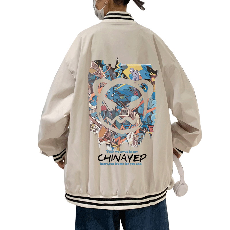 潮流ins恶魔印花情侣夹克棒球服