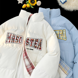 潮牌美式 立领休闲棉袄子宽松大码 棉衣ins外套 2025新款 棉服男冬季