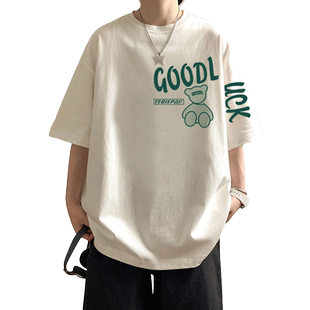 纯棉宽松短袖t恤男夏季港风潮牌ins打底衫半袖体恤vintage上衣服t