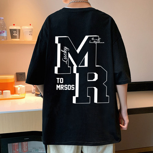 潮牌字母短袖T恤男纯棉美式高街T