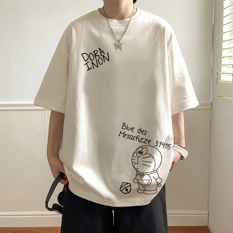 纯棉多啦A梦潮流宽松短袖T恤男女