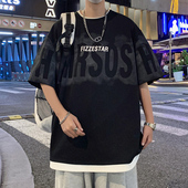 t恤男夏季 体恤衫 2026新款 潮牌oversize港风高街宽松美式 男装 短袖