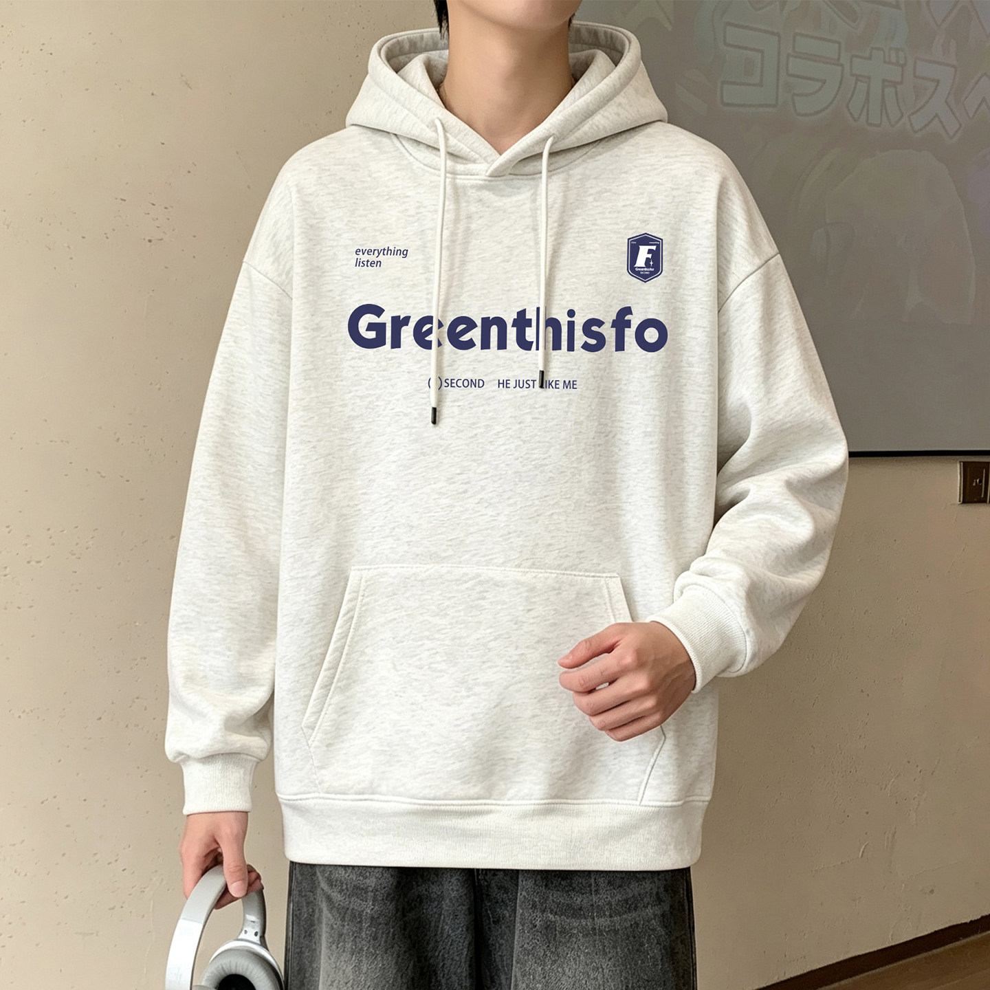 连帽卫衣男秋冬季新款潮牌美式宽松上衣外套休闲复古运动长袖帽衫