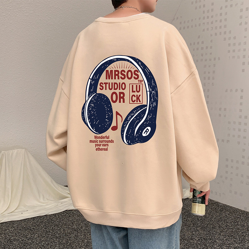 卫衣男秋冬季2026新款宽松无帽套头oversize美式复古潮牌圆领外套