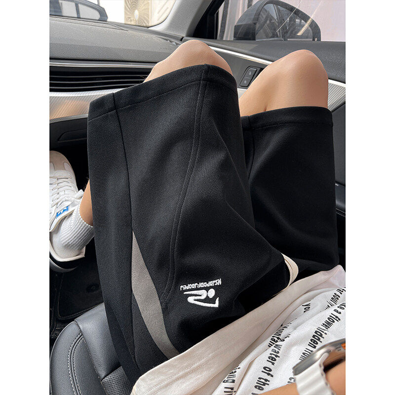 美式运动短裤男夏季2026新款宽松高街撞色刺绣潮牌休闲五分裤子男