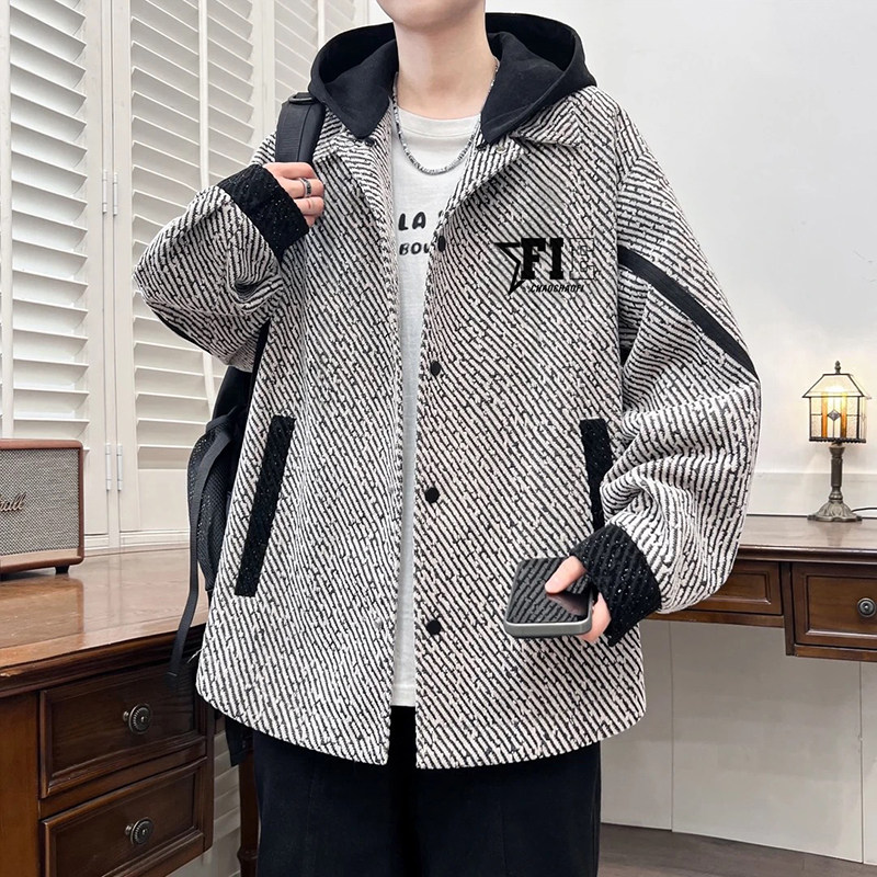 可拆卸连帽夹克男秋冬季2026新款宽松美式设计感潮流青少年外套潮