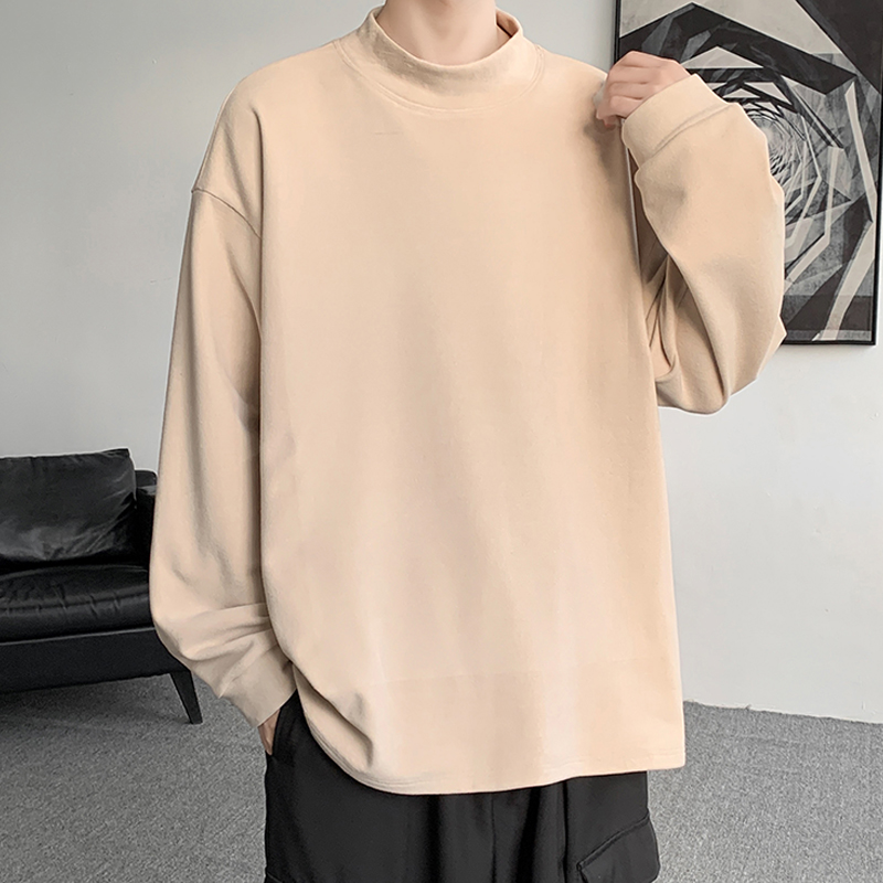 潮流纯色德绒T恤半高领打底外穿