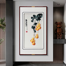 墙画中国风刺绣壁画 五福临门苏绣成品挂画入户玄关装 饰画客厅竖版