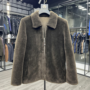 男外衣潮 保暖皮衣修身 颗粒绒外套男士 日系休闲皮毛一体暖感秋冬季