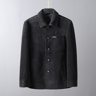大牌新翻领单排扣仿毛呢夹克式大衣短款商务休闲百搭呢子秋冬外套