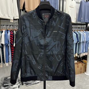 心酸！开仓甩货~棒球领印花短款夹克衫商务休闲春秋男外套爸爸装