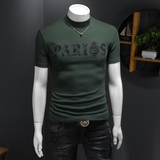 D33236968P85假模绿色2025秋冬纯棉中领短袖打底衫加绒加厚，男装T恤，电商D332