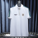 D33288079P80沙发白色2025春夏丝光棉翻领短袖POLO衫刺绣潮，商品下架区，电商D332