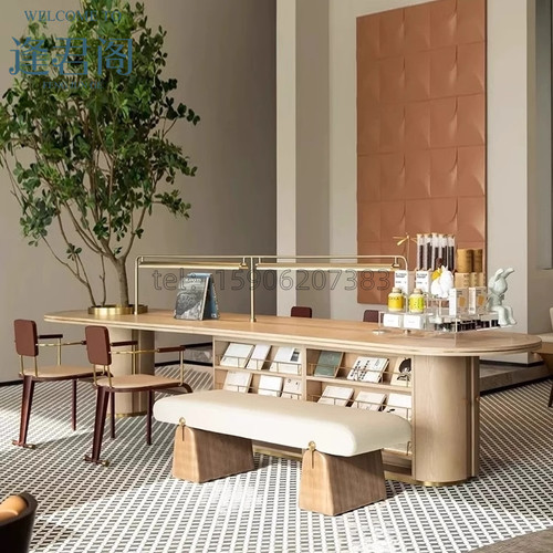 售楼处休闲区阅读书桌书店咖啡厅图书馆阅览桌酒店大堂会议大板桌