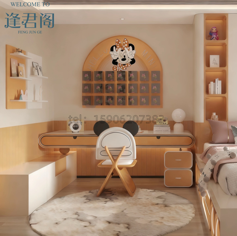 现代实木阅读书桌组合设计师款样板间儿童房创意书画桌写字桌定制