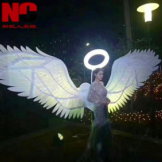 定制大型亚克力翅膀网红拍照发光翅膀情人节天使之翼背景舞台道具