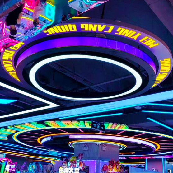 电玩城主灯前台大厅过道造型模块氛围灯游戏厅儿童乐园游乐场吊灯