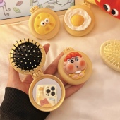 可爱迷你气囊梳折叠气垫梳带镜子一体小梳子女便携卡通按摩小梳子