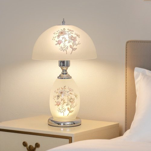 田园风玻璃床头灯温馨三色灯泡