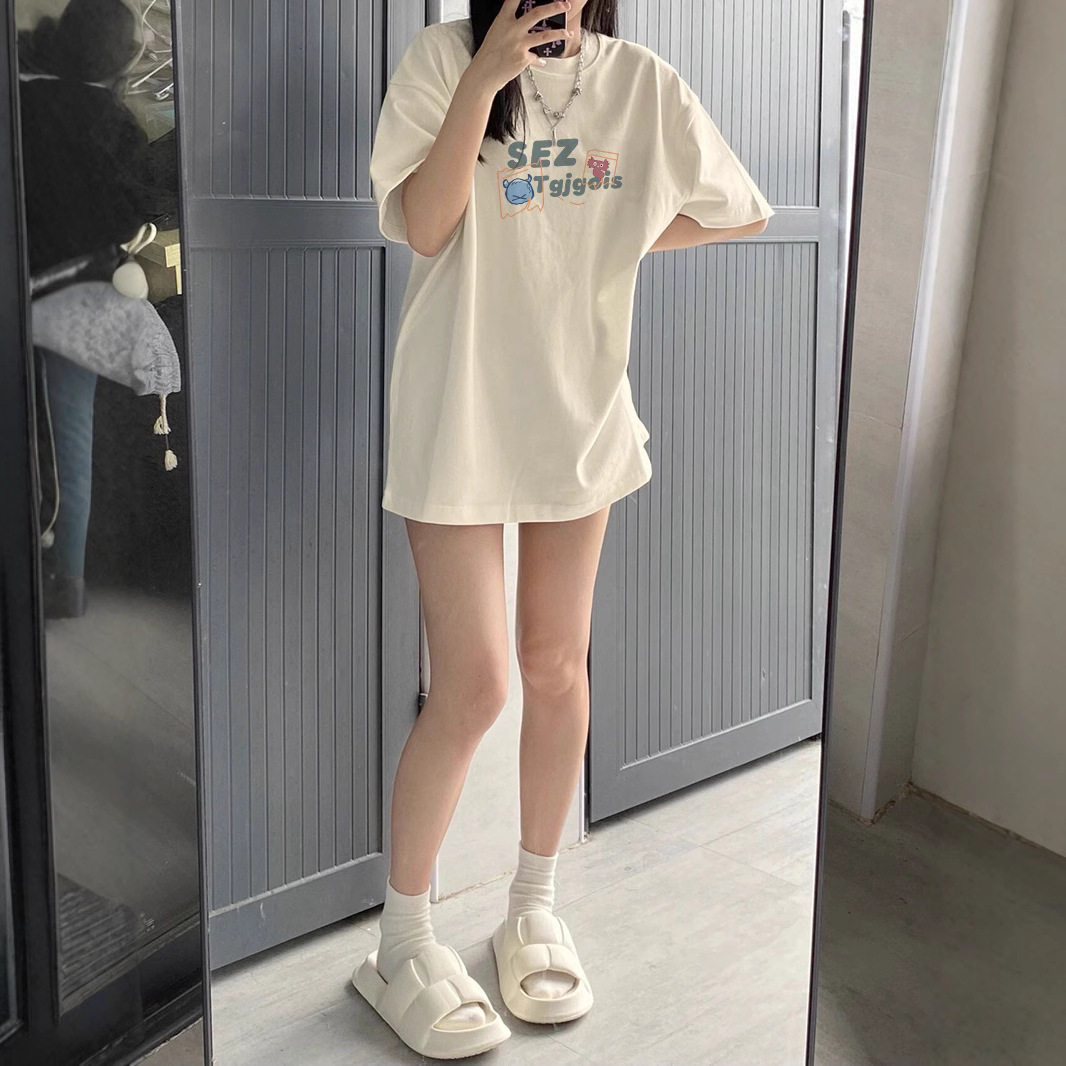 星亿重磅纯棉宽松短袖正肩T恤女半袖2025夏季新款大版oversize