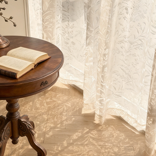 法式窗帘纱帘门帘蕾丝窗纱隔断帘卧室飘窗梦幻帘透光不透人挂钩款