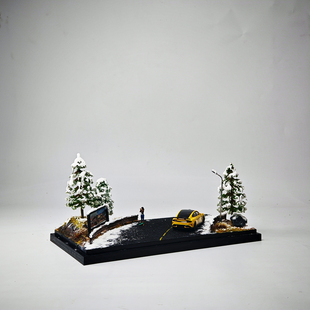 1/64 场景雪松公路适配多美卡TLV/ Minigt 1:64 冬季车模摆件