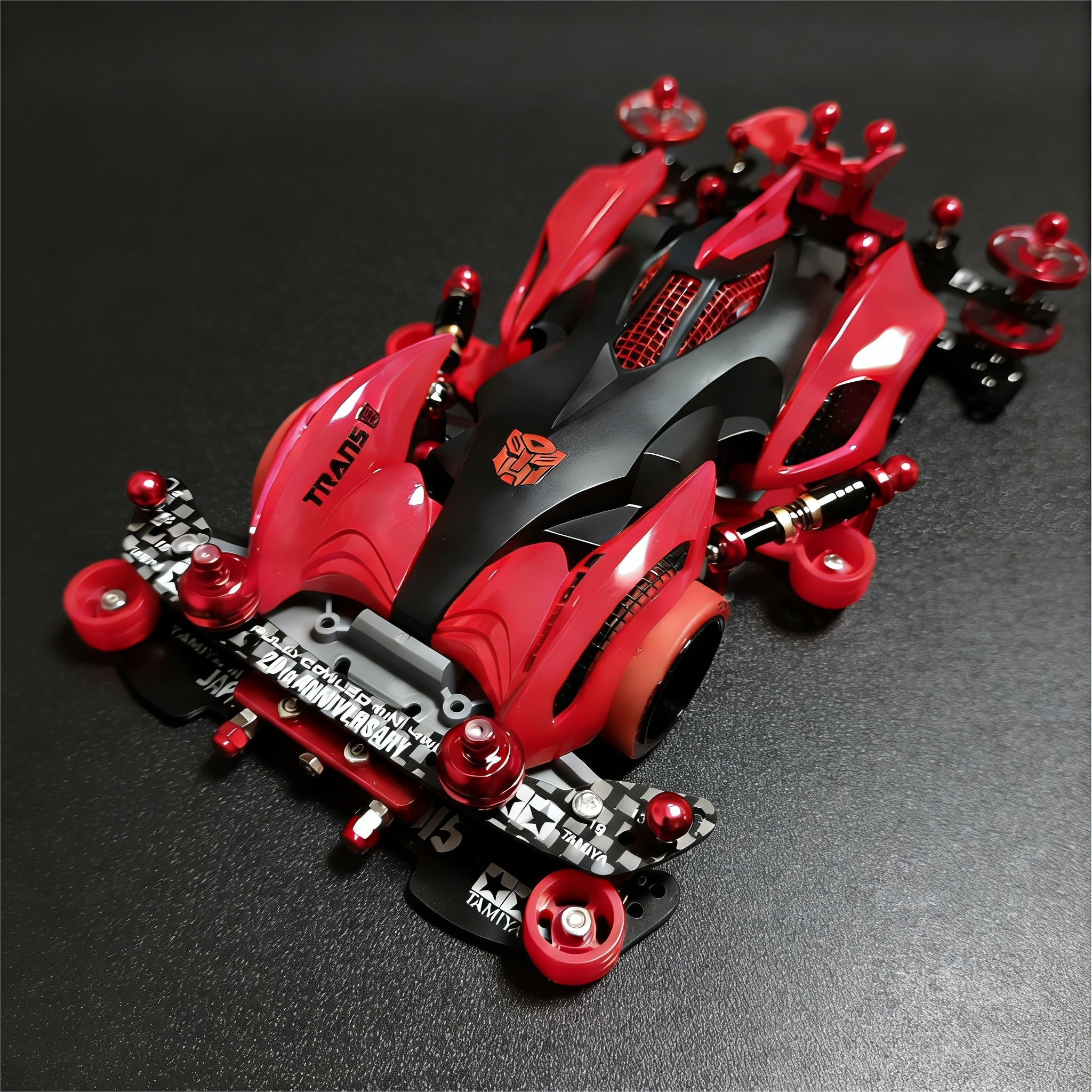 田宫四驱车19436 S2喷漆改装天蝎座黑红拉法镂空封绘定制收藏送礼