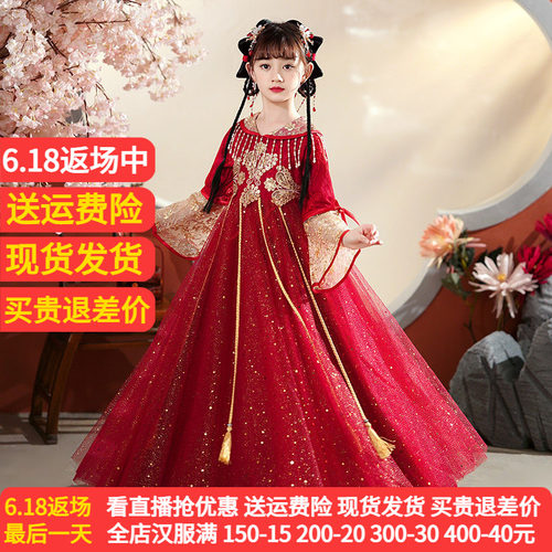 女童长袖汉服爱贝佳包邮女童秋冬