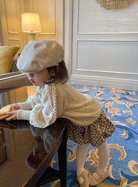 YUSONG◆2025春秋季新款女儿童装气质宫廷风羊毛泡泡袖针织衫毛衣